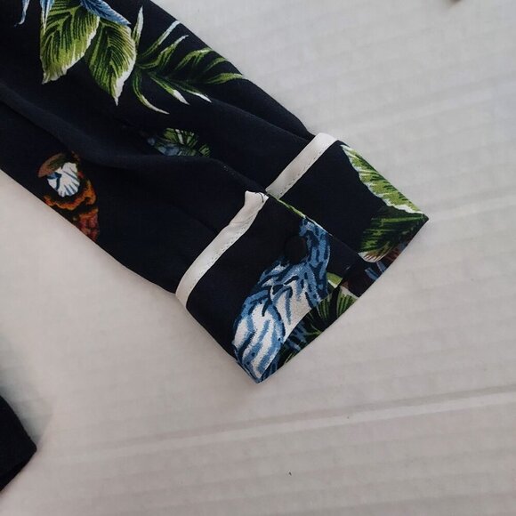 Zara Tropical Print Wide Leg Jumpsuit Size XS - Picture 4 of 16